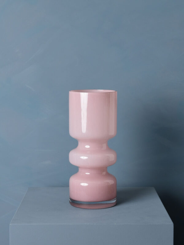 Oud roze vaas - Glas - Mond geblazen _madame Fleurie