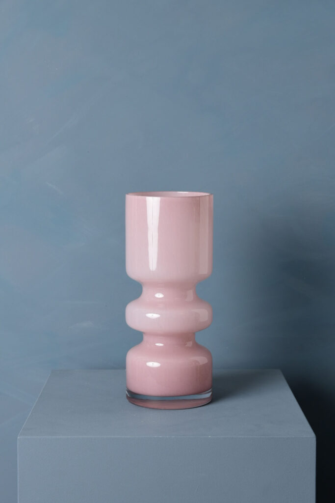 Oud roze vaas - Glas - Mond geblazen _madame Fleurie